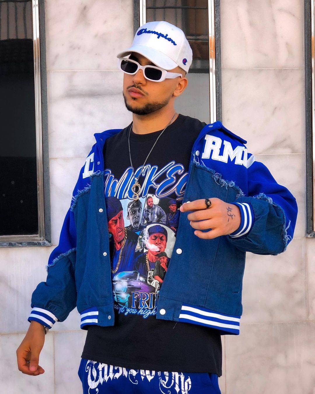 The Supermade American High Street Denim Fabric Splicing Baseball Couple Jacket -1445