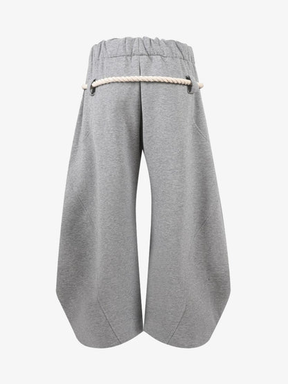 Cotton Blend Wide Leg Drawstring Pants for Women - Comfortable High Waist Casual Culottes with Rope Tassel Detail 