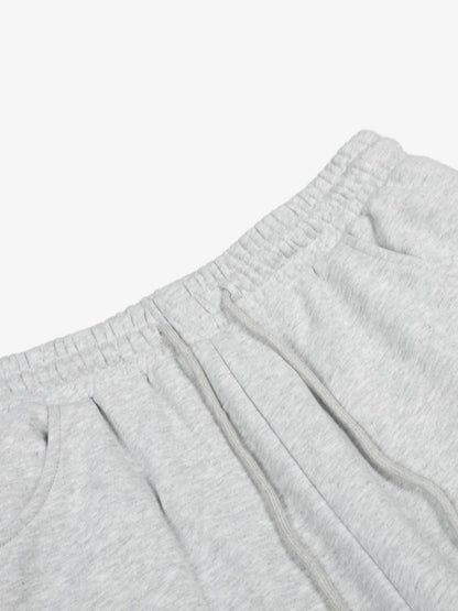 Floral Line Art Studded Wide Leg Drawstring Sweatpants