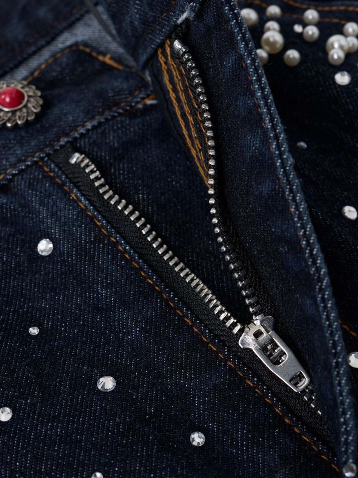 Pantaloncini di jeans ricamati con perle