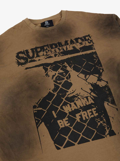 Supermade Distressed Cage Striped Long-Sleeve T-Shirt 