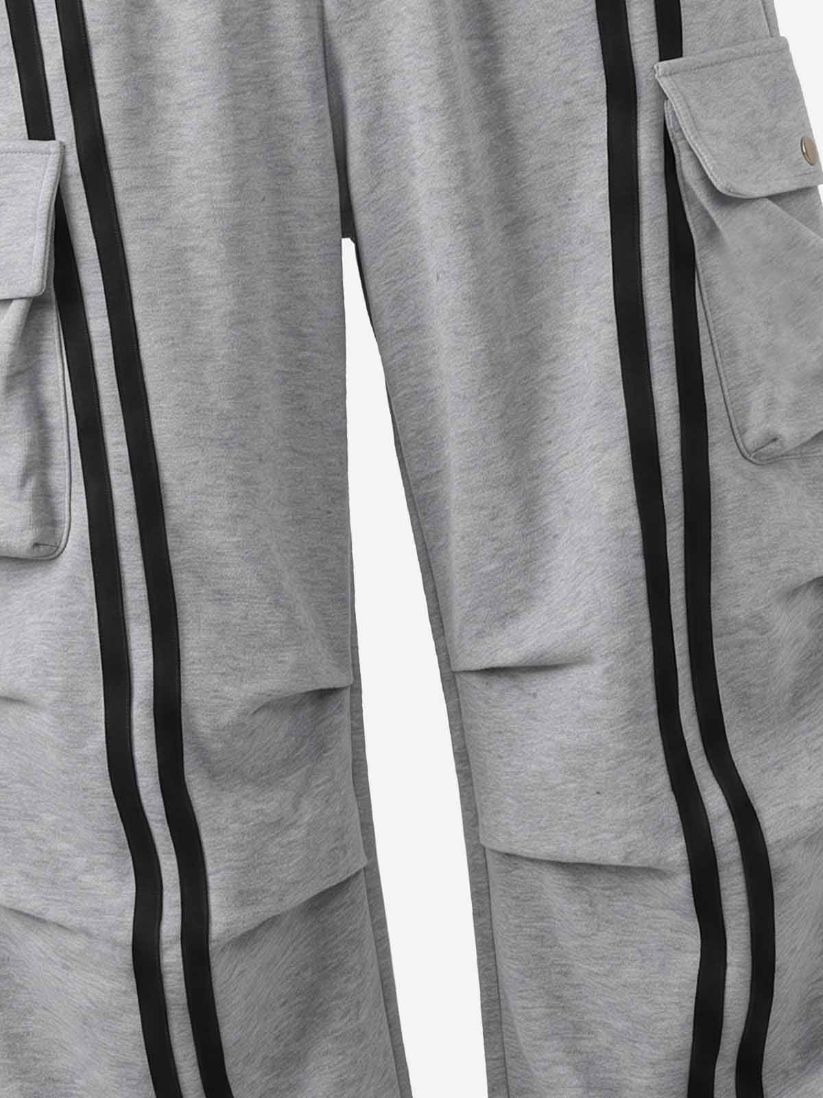 Badge Embroidered Color Block Striped Sweatpants