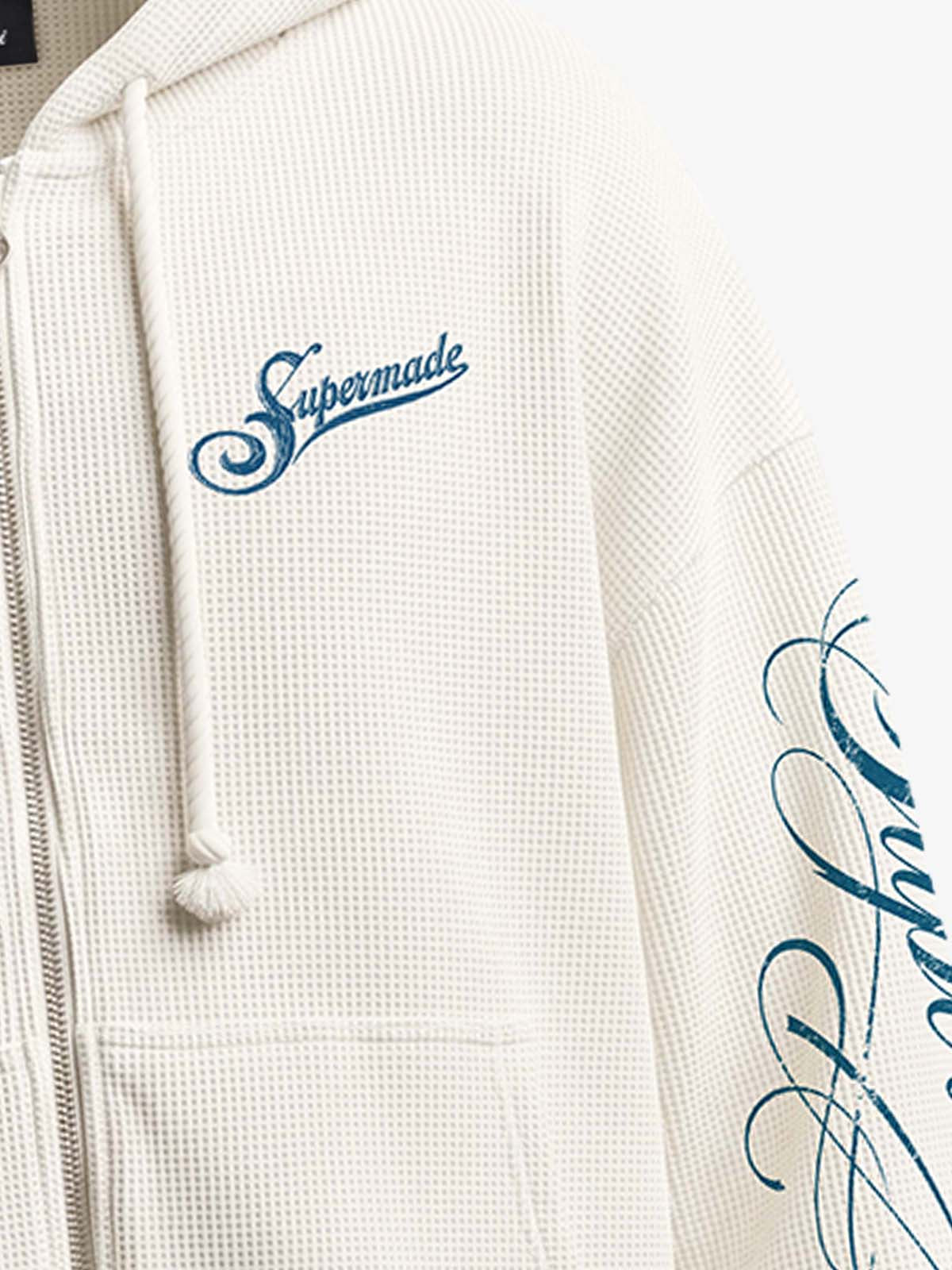 Waffle Knit Hooded Sweatshirt