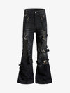 Multi-Strap Low Rise Bootcut Jeans