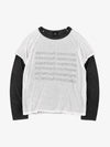 Distressed Print Long Sleeve Top with Faux Layered Design