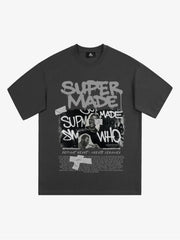 Streetwear Graffiti Character Collage Graphic T-Shirt 