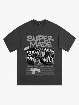 Street Graffiti Style Retro Character Collage T-Shirt 