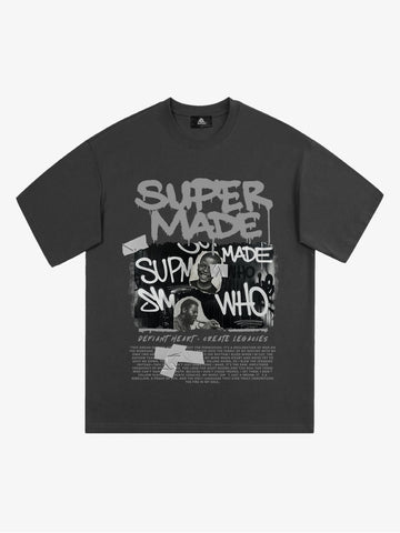 Streetwear Graffiti Character Collage Graphic T-Shirt 