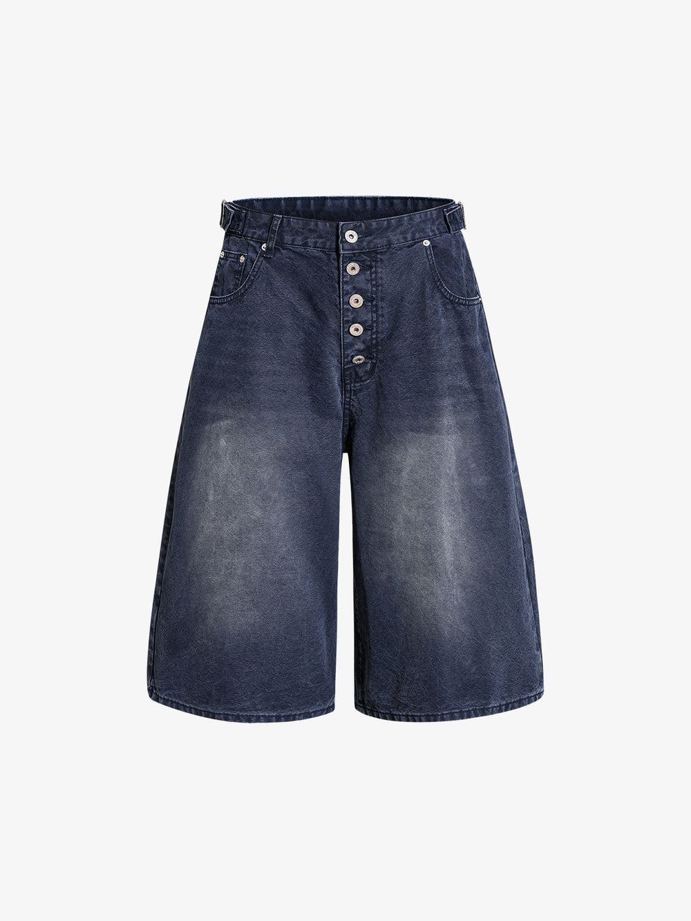 Distressed Washed Multi-Button Jeans