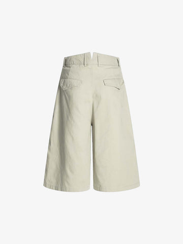 Cotton Pleated Wide Leg Jorts 