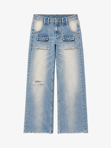 Multi-Pocket Wide-Leg Jeans
