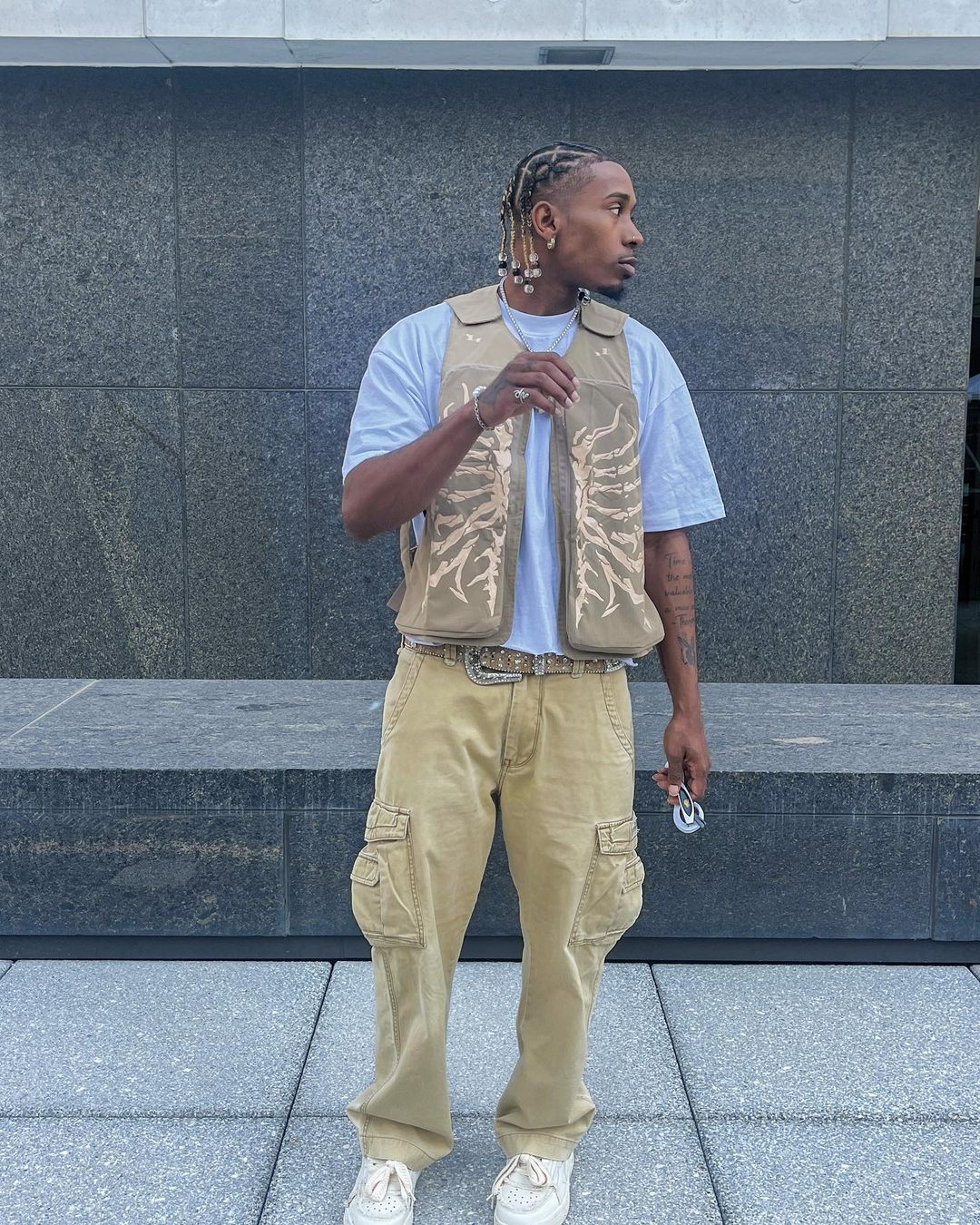 The Supermade Skeleton Print Padded Cargo Vest -1201