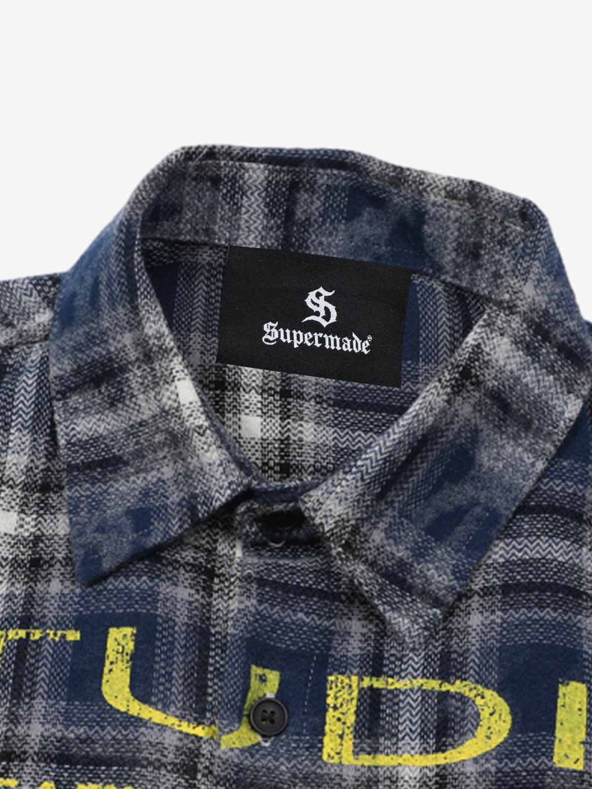 Stylish Plaid Shirt with Bold Typography for Men - Perfect for Casual and Creative Outfits 