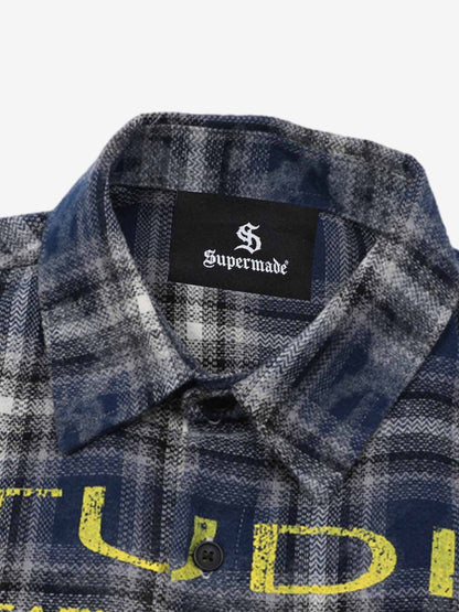 Stylish Plaid Shirt with Bold Typography for Men - Perfect for Casual and Creative Outfits 