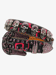 Street Hip Hop Rhinestone-Studded Skull Belt