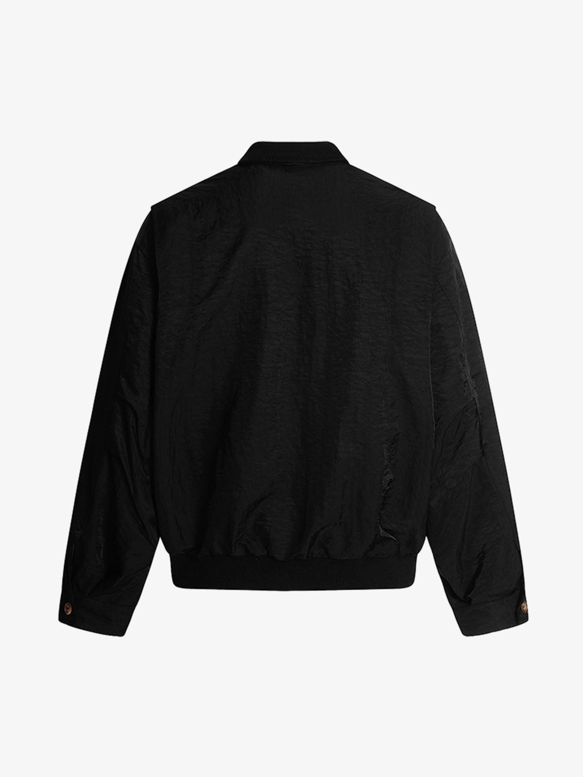 Utility Pleated Sleeve Fold-Over Collar Zip Up Jacket