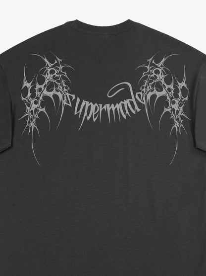 THE SUPERMADE Futuristic spiked pattern gothic style logo font design T-shirts 