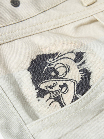 Stylish Wide-Leg Cargo Pants with Unique Embroidery and Zipper Accents 
