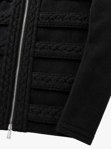 Royal-style Cable-knit Zip-up Jacket