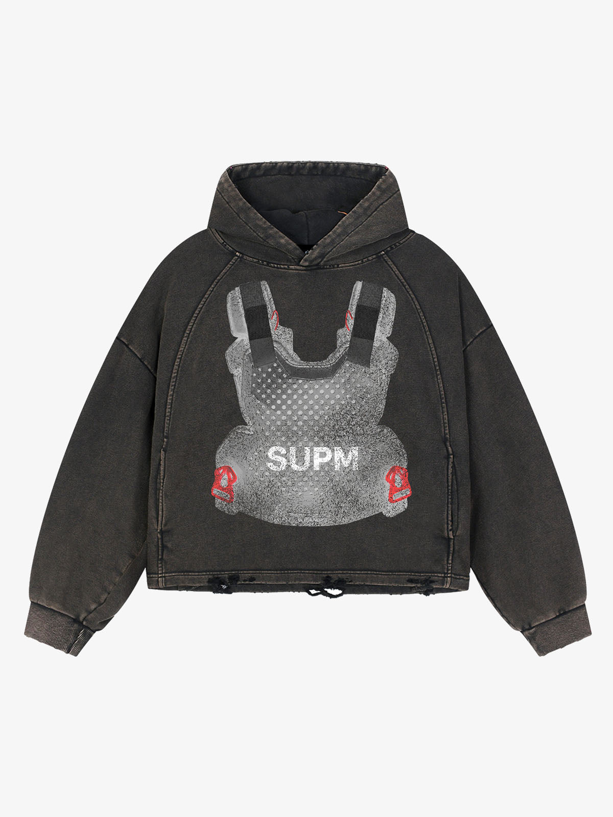 Tactical Vest Graphic Washed Boxy Hoodie