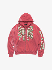Skeleton Terry Embroidered Graphic Zip Hoodie