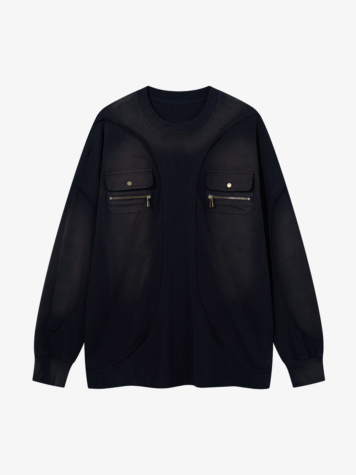 Distressed Washed Pocket Workwear Sweatshirt