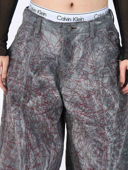 Allover Stitch Baggy Jeans 