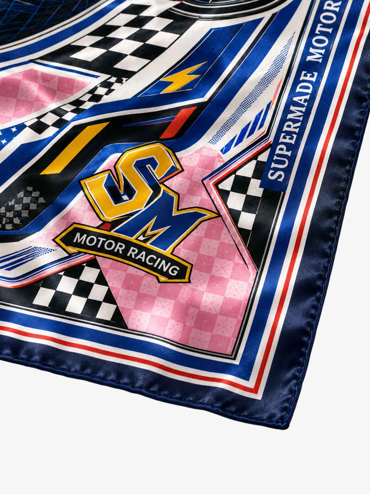 Checkerboard Racing Emblem Silk Scarf