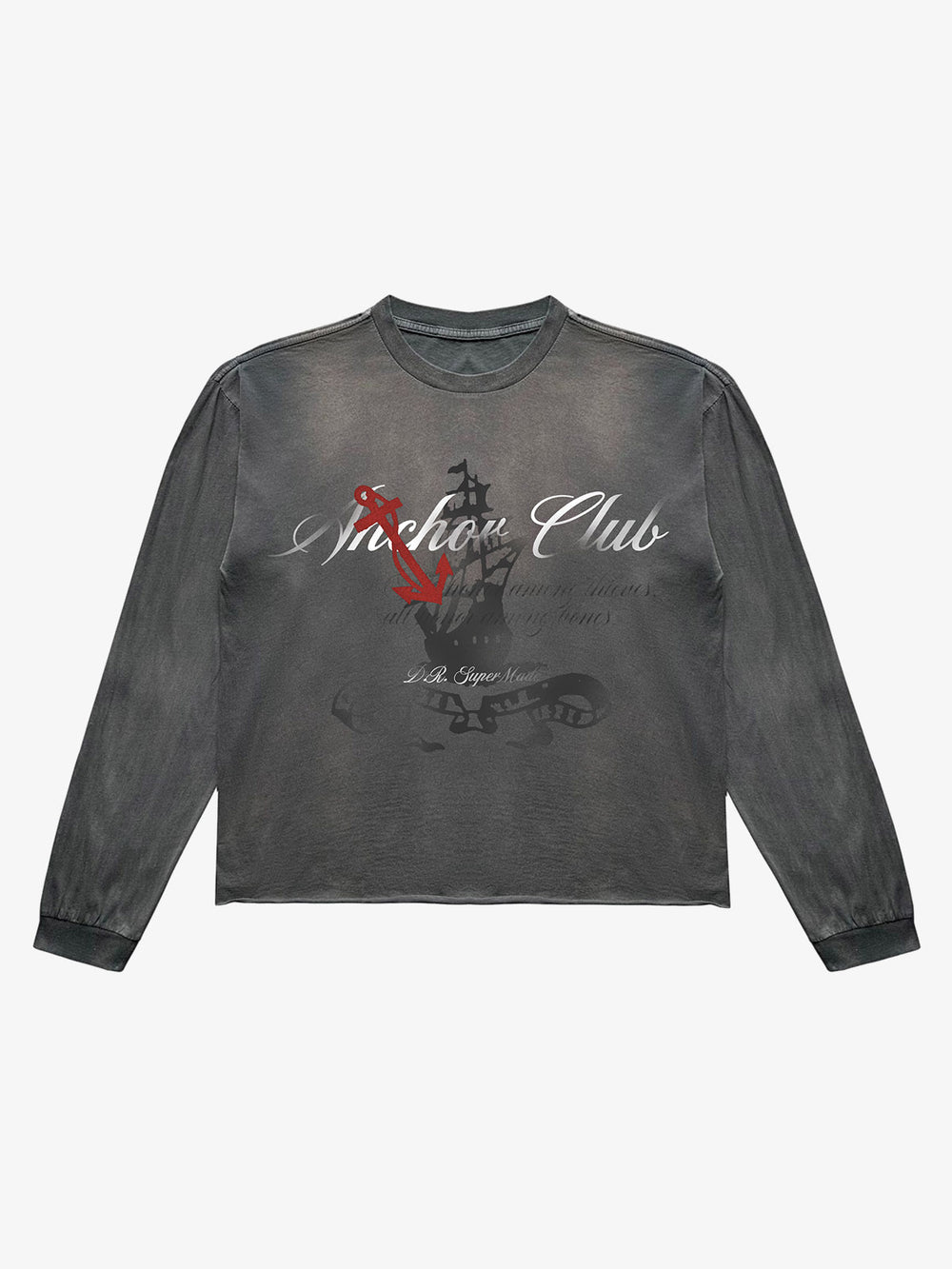 Langärmliges T-Shirt mit Used-Anker-Grafik