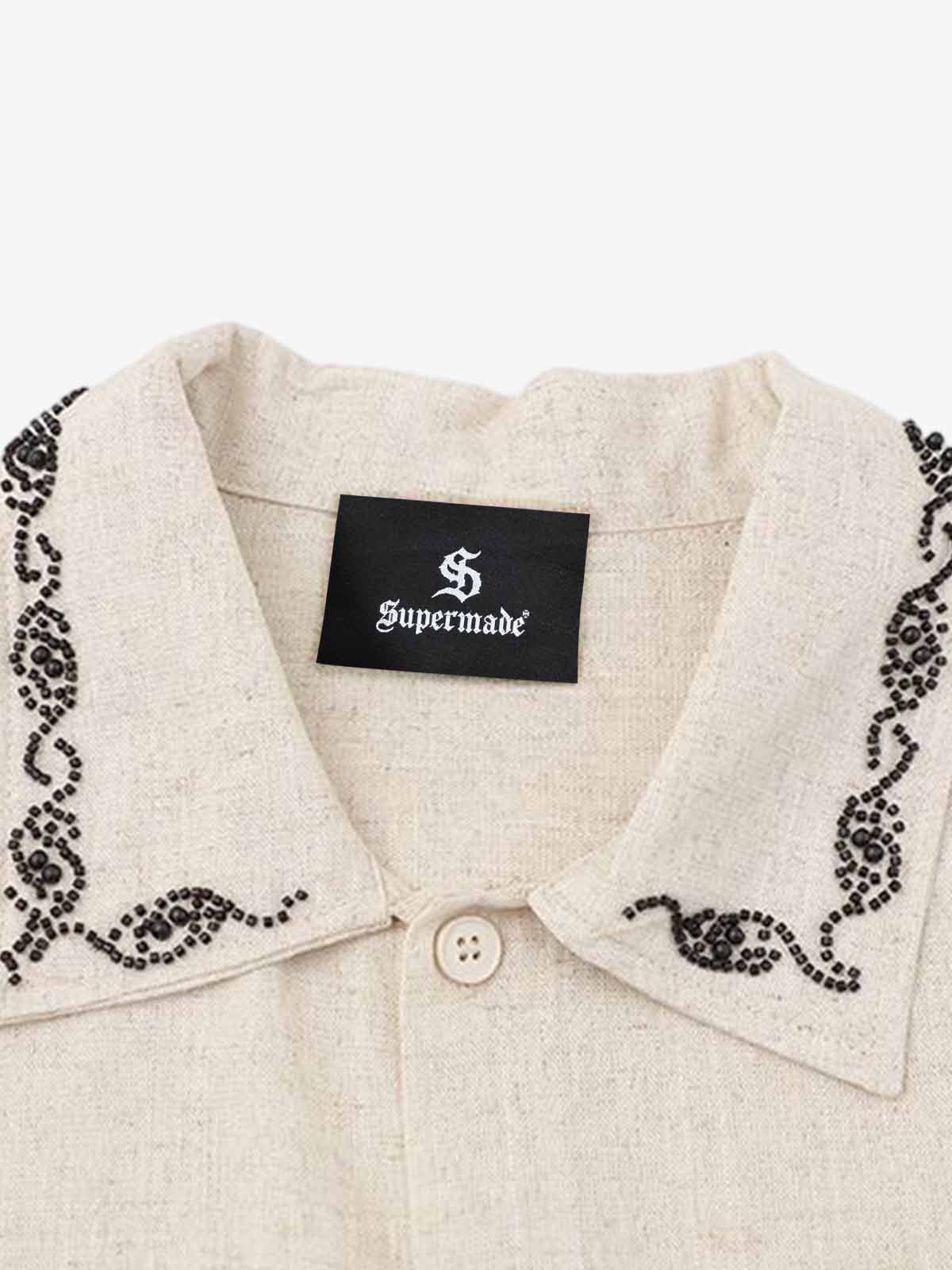 Retro Beaded Detail Short Sleeve Shirt 