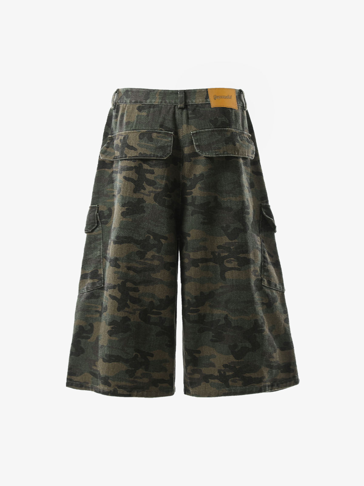 Vintage Washed Camouflage Machete Wide Leg Cargo Shorts 