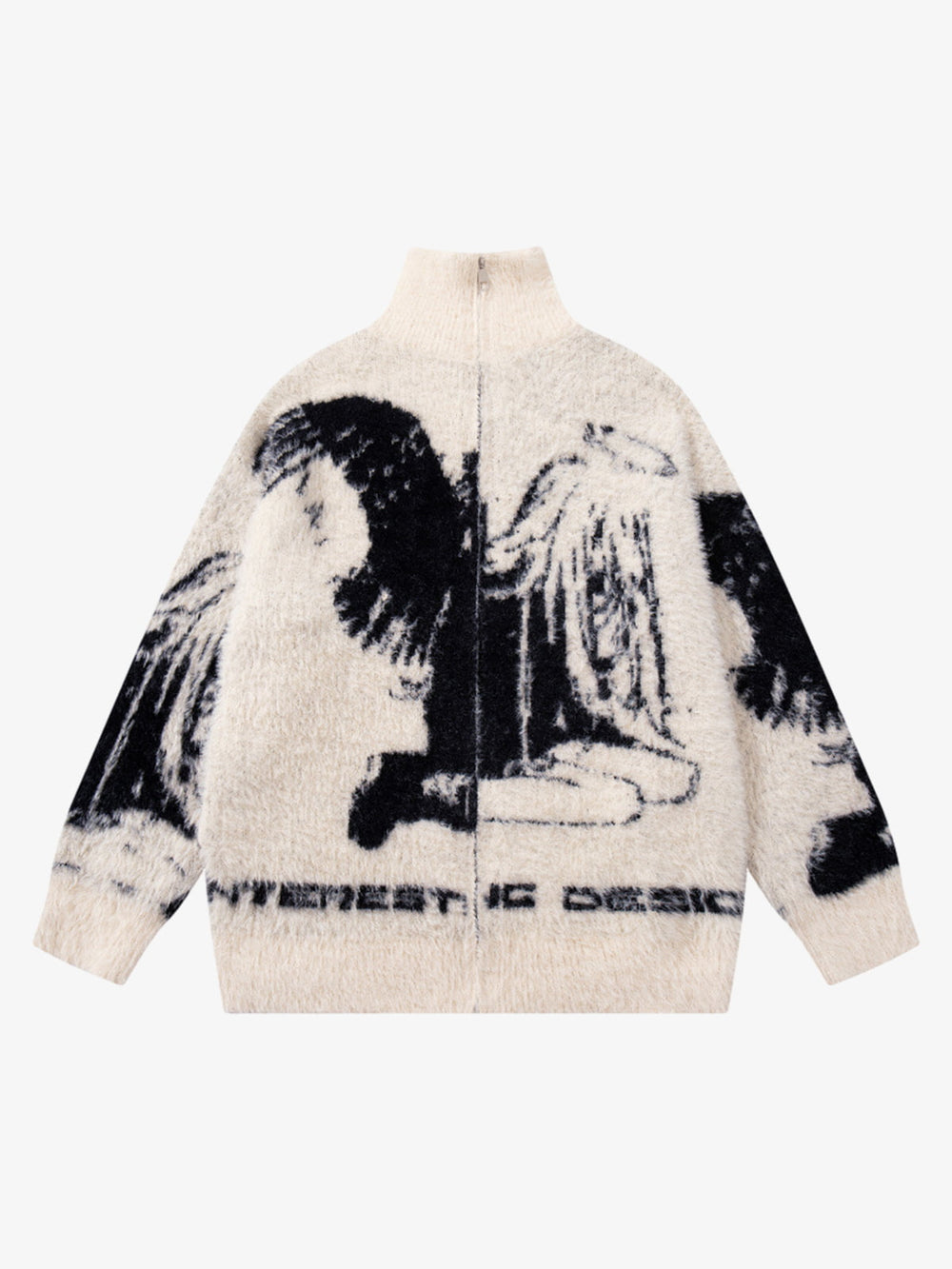 Street Subculture Angel Jacquard Cardigan Sweater 