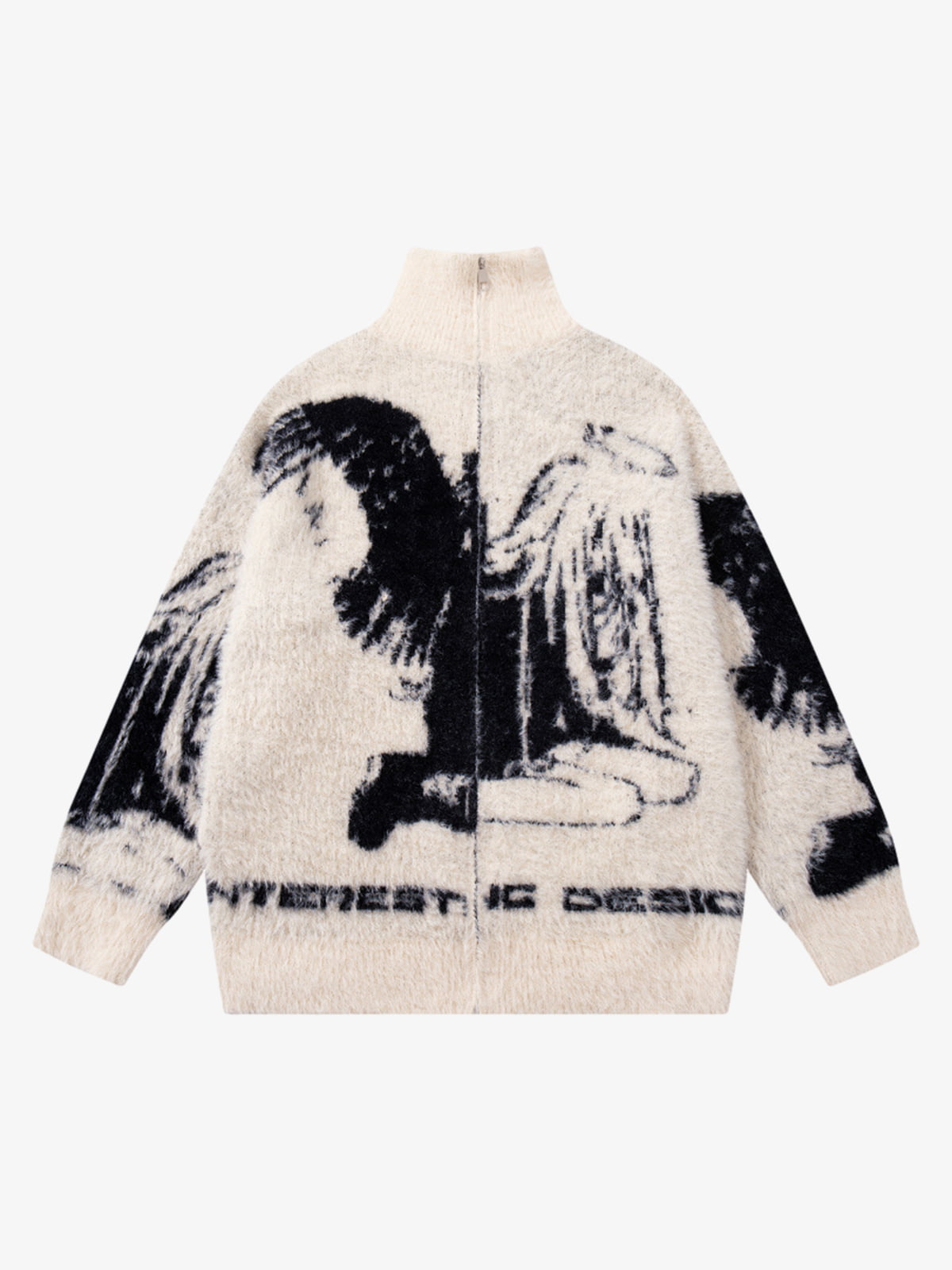 Street Subculture Angel Jacquard Cardigan Sweater 