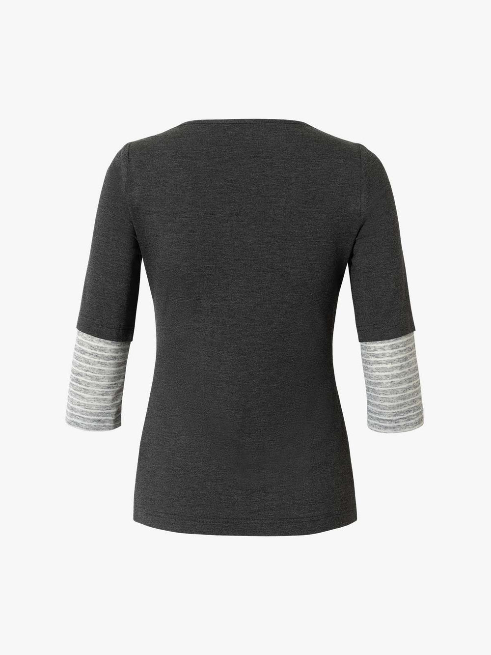 Langarmshirt mit Kettenmuster, gestreiftem Wasserfallausschnitt und langen Ärmeln