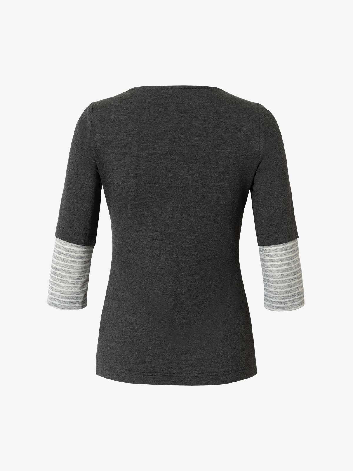 Necklace Pattern Striped Cowl Neck Long Sleeve Tee