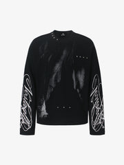 Studded Waffle Figure Print  Long Sleeve Tee