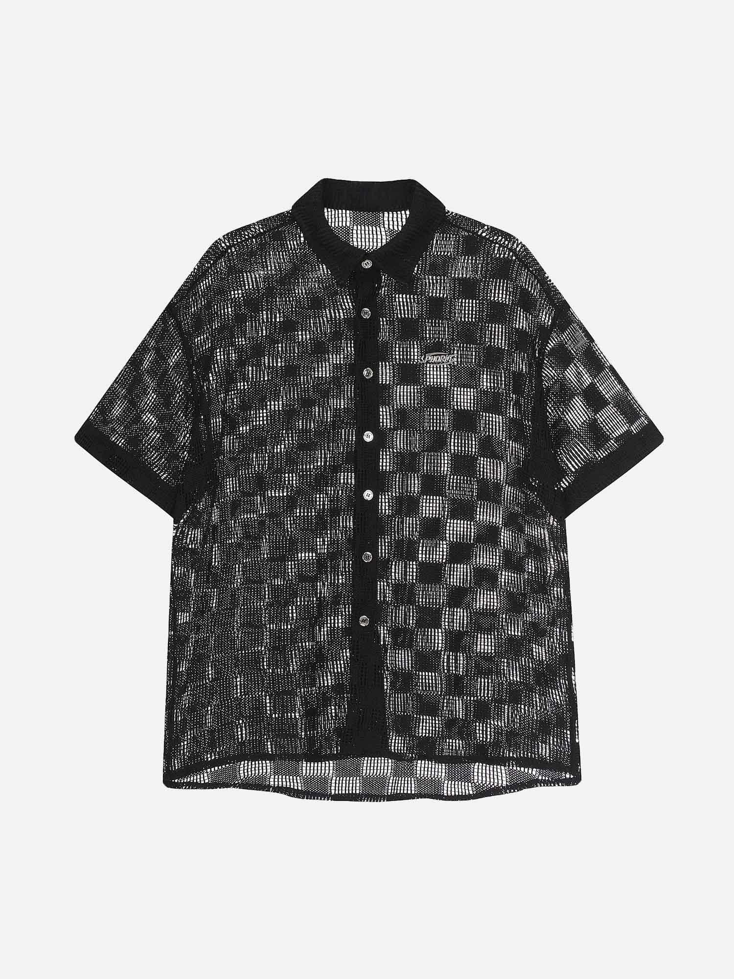 American Street Trend Checkered Hollow Shirt