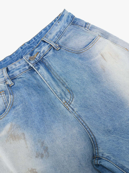 Embellished Wide-Leg Jeans with Unique Decorative Accents 