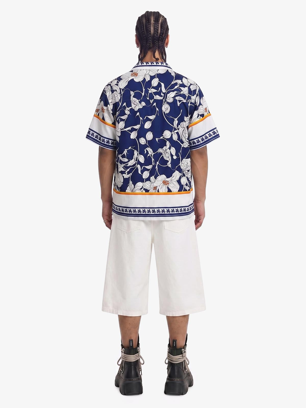 Porcelain Pattern Camp Collar Boxy Shirt 