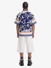 Porcelain Pattern Camp Collar Boxy Shirt 