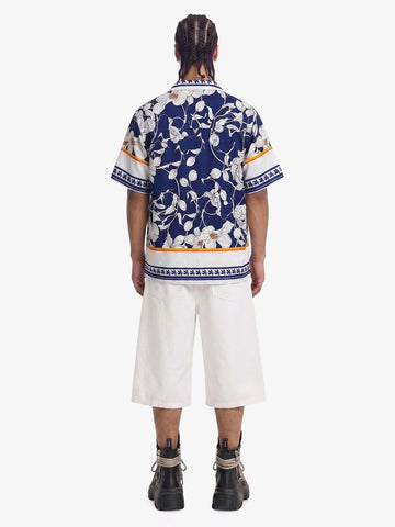 Porcelain Pattern Cuban Collar Shirt