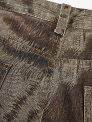 Leopard Tiger Curved-Leg Jeans 