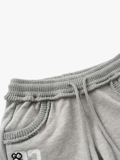Embroidered Raw Hem Mini Shorts
