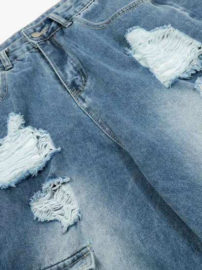 Retro Ripped Cargo Jeans 