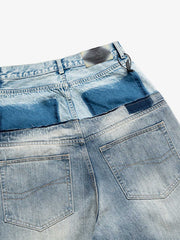Double-Layer Paneled Baggy Jeans 