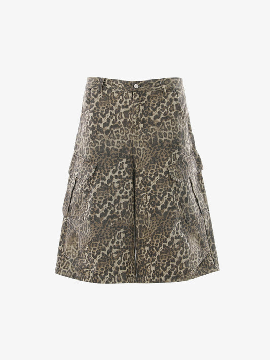 Pantaloncini cargo leopardati vintage
