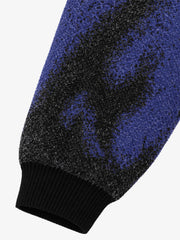 Abstract Spray Graphic Jacquard Knit Polo Sweater