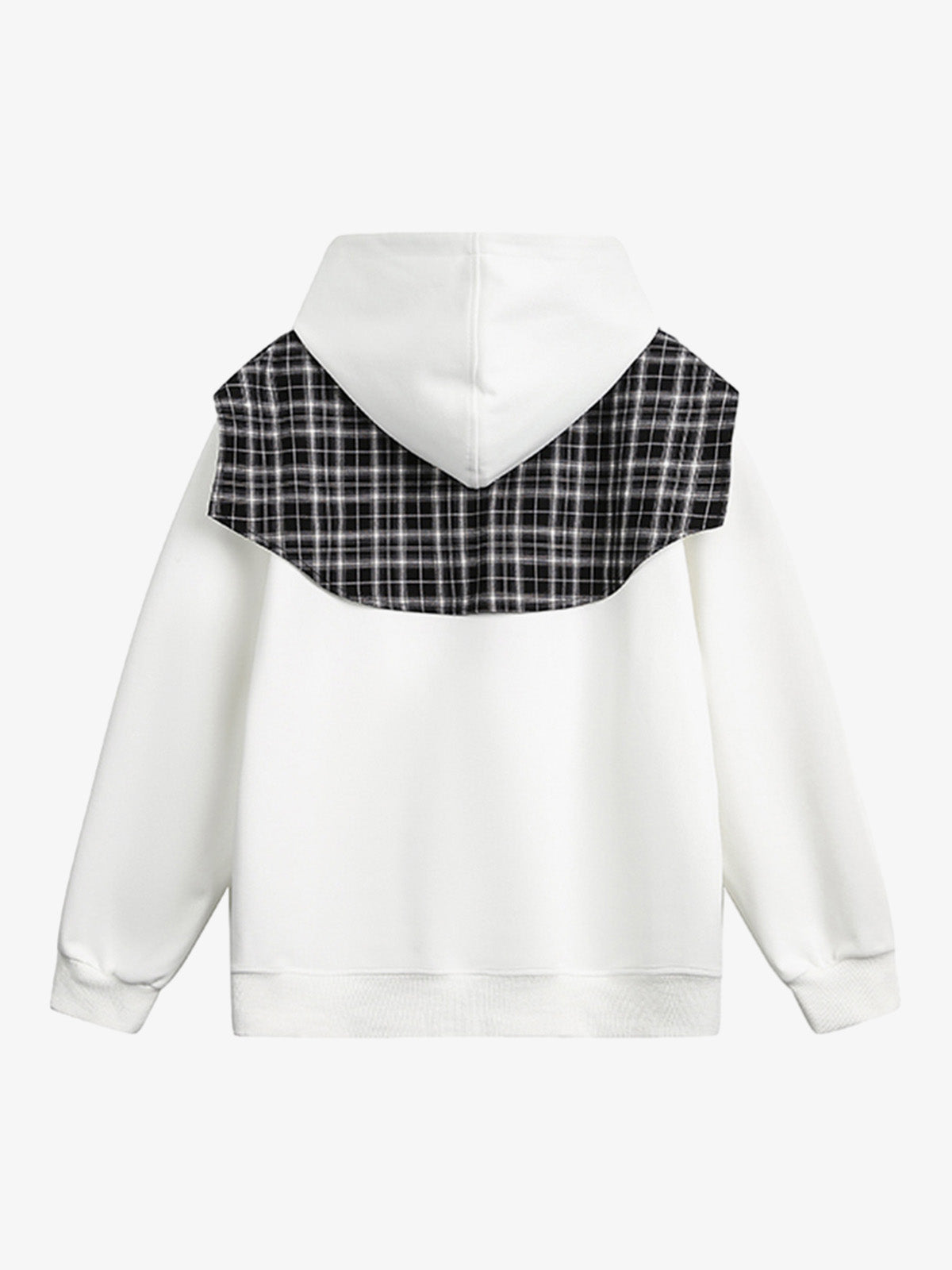 Stylish Plaid-Trimmed Hoodie with Sailor Collar Design for Women 