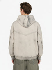 Retro Asymmetric Zip Up Deconstructed Hoodie 
