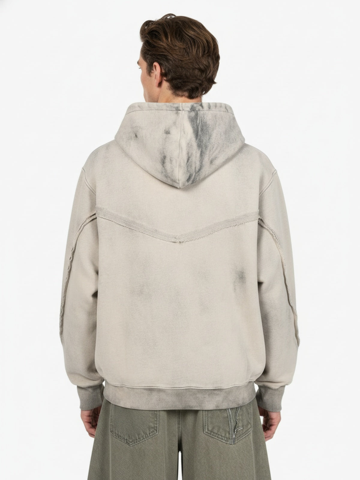 Retro Asymmetric Zip Up Deconstructed Hoodie 